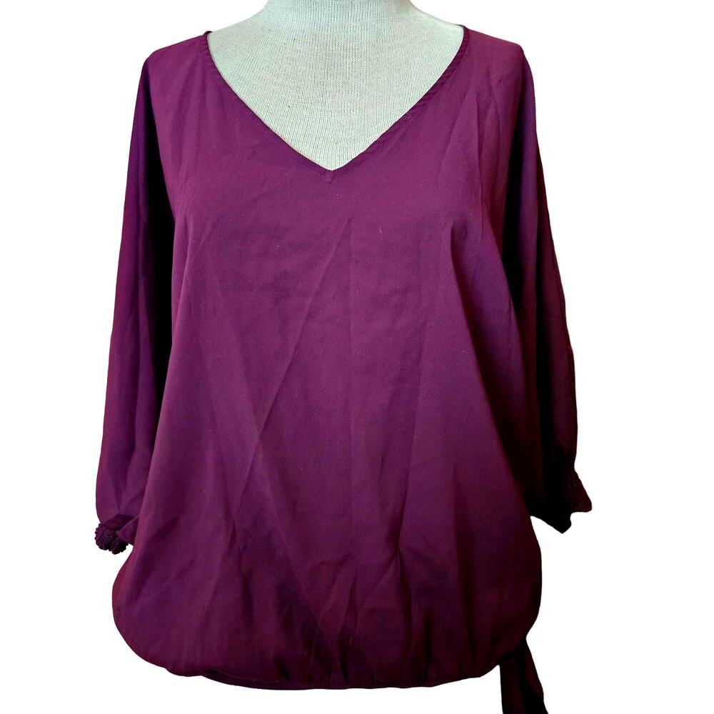Purple V Neck Blouse Size Medium